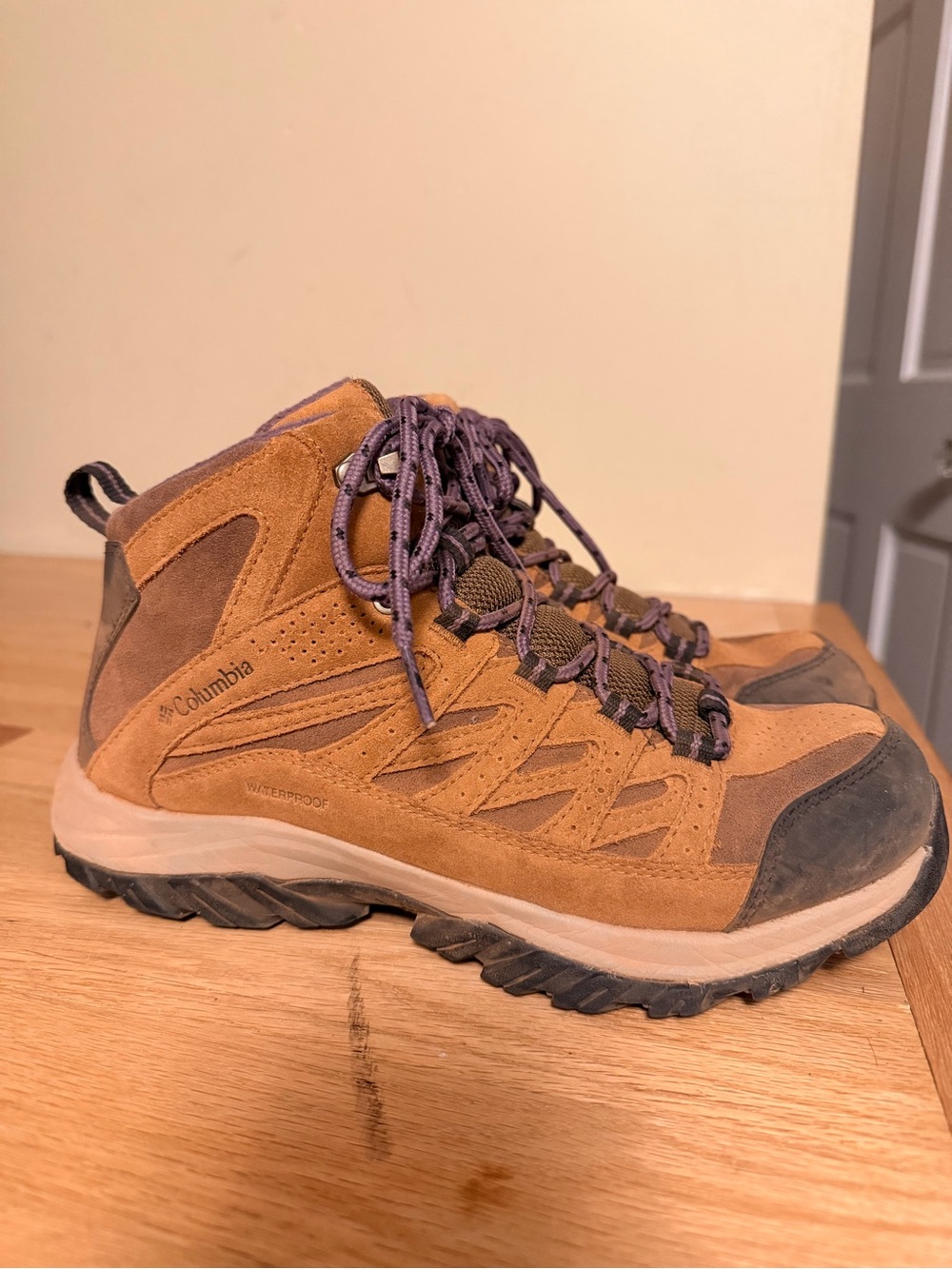 Columbia Tan and Purple Lace-Up Women's Hiking Boots